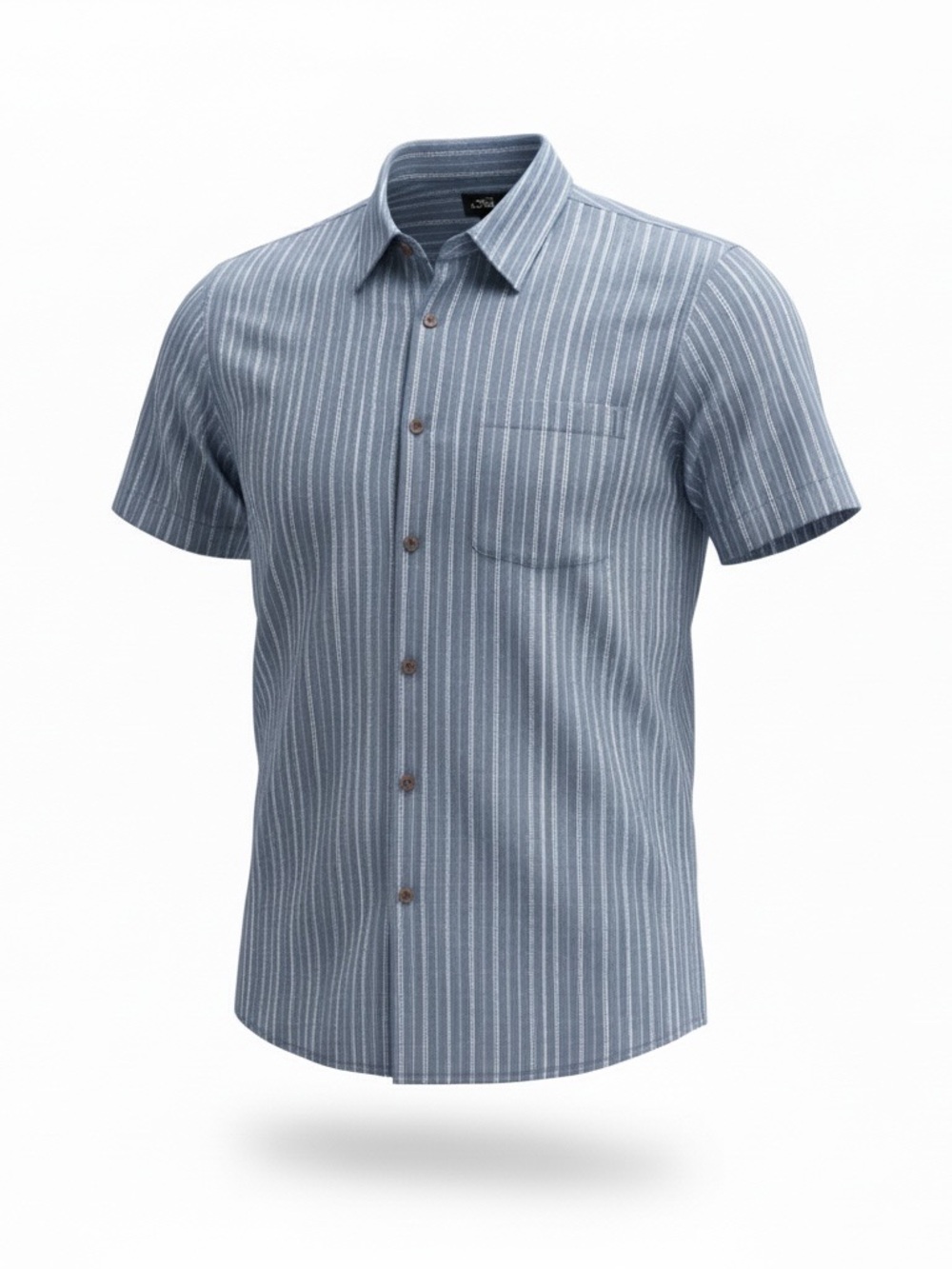 O'Neill Mens Large Modern Fit Shirt Blue Pinstripe Short Sleeve Button Up